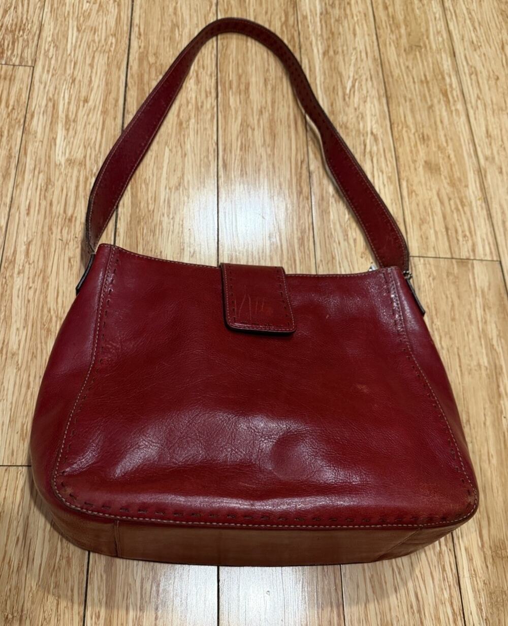 Fossil Women's Genuine Leather Vintage Key Multi-Pockets Red Shoulder Purse